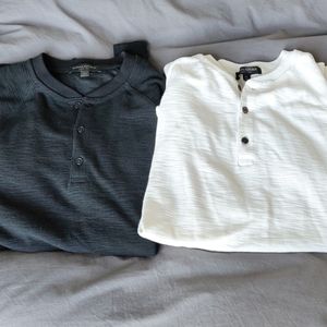 TWO Banana Republic Men's Core Temp Waffle Knit Henley - Medium Tall